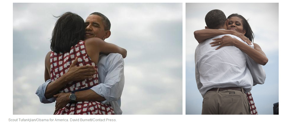 Barack Obama and Michelle's Alternate View Victory Hugs